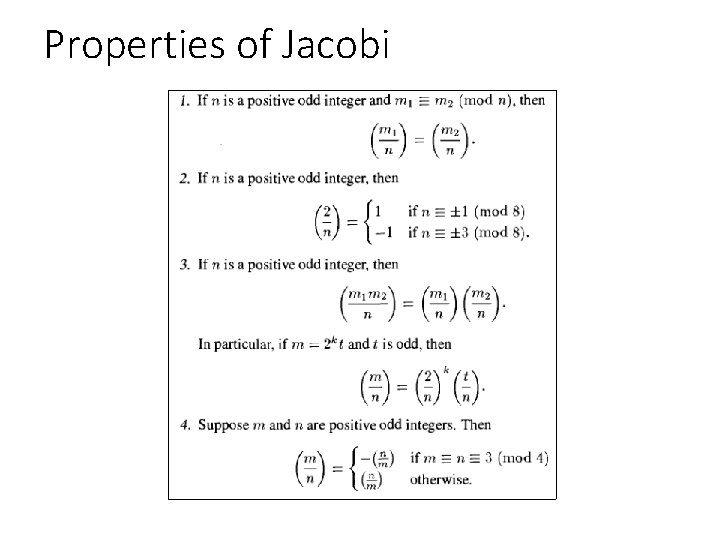 Properties of Jacobi 