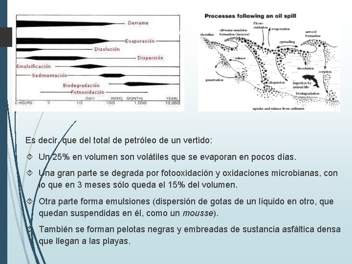 Es decir, que del total de petróleo de un vertido: Un 25% en volumen