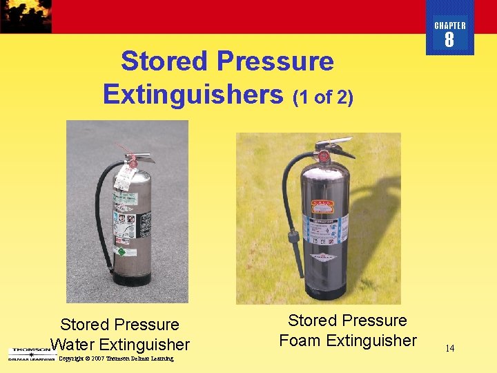 CHAPTER Stored Pressure Extinguishers (1 of 2) Stored Pressure Water Extinguisher Copyright © 2007