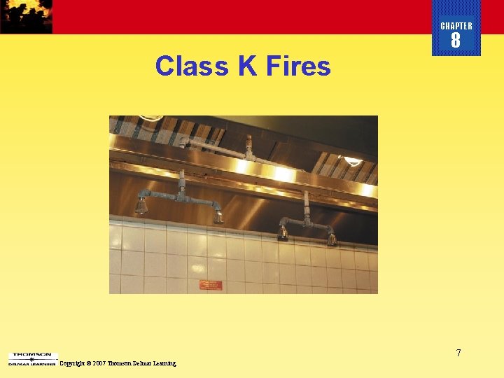 CHAPTER Class K Fires 8 7 Copyright © 2007 Thomson Delmar Learning 