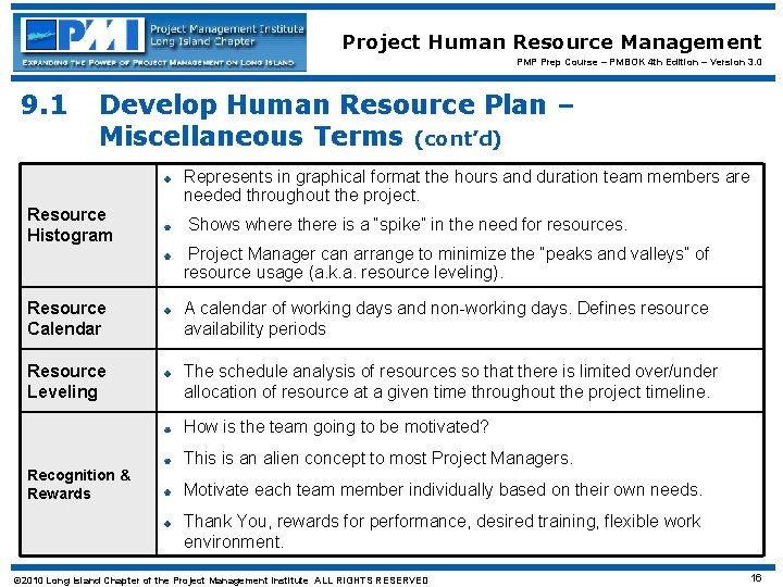 Project Human Resource Management PMP Prep Course – PMBOK 4 th Edition – Version