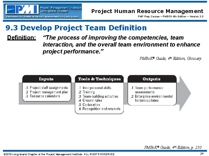 Project Human Resource Management PMP Prep Course – PMBOK 4 th Edition – Version