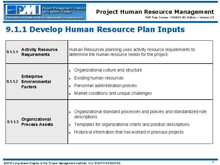 Project Human Resource Management PMP Prep Course – PMBOK 4 th Edition – Version