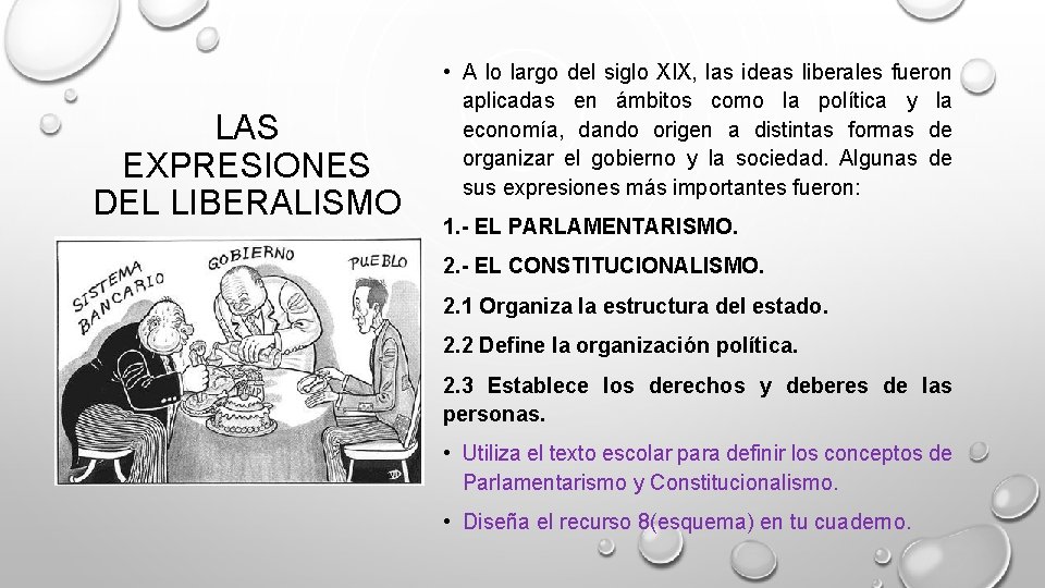 LAS EXPRESIONES DEL LIBERALISMO • A lo largo del siglo XIX, las ideas liberales