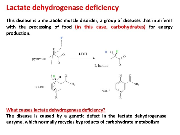 Lactate dehydrogenase deficiency This disease is a metabolic muscle disorder, a group of diseases Lactate dehydrogenase deficiency This disease is a metabolic muscle disorder, a group of diseases