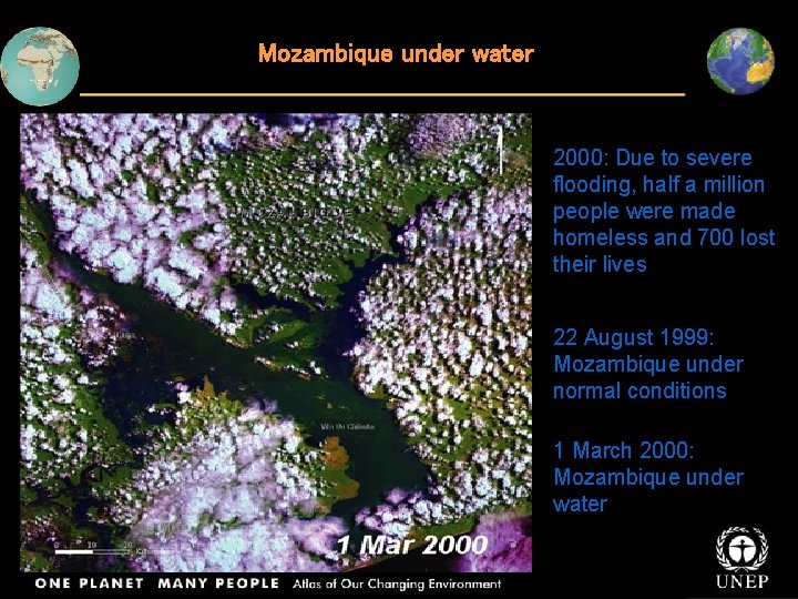Mozambique under water 2000: Due to severe flooding, half a million people were made