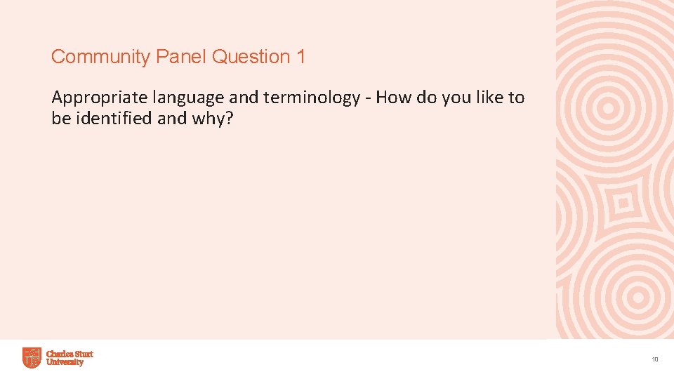 Community Panel Question 1 Appropriate language and terminology - How do you like to