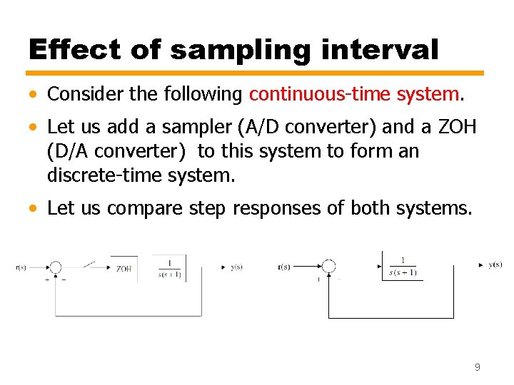 Effect of sampling interval • Consider the following continuous-time system. • Let us add Effect of sampling interval • Consider the following continuous-time system. • Let us add