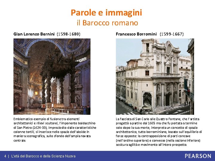 Parole e immagini il Barocco romano Gian Lorenzo Bernini (1598 -1680) Francesco Borromini (1599
