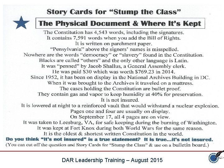 DAR Leadership Training – August 2015 