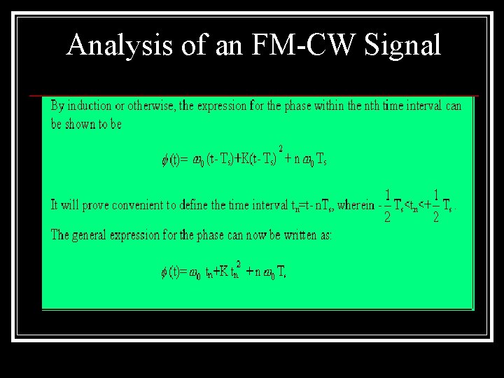 Analysis of an FM-CW Signal 