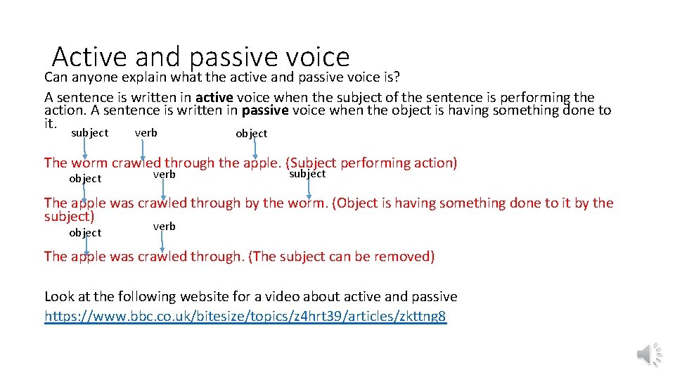 Active and passive voice Can anyone explain what the active and passive voice is?