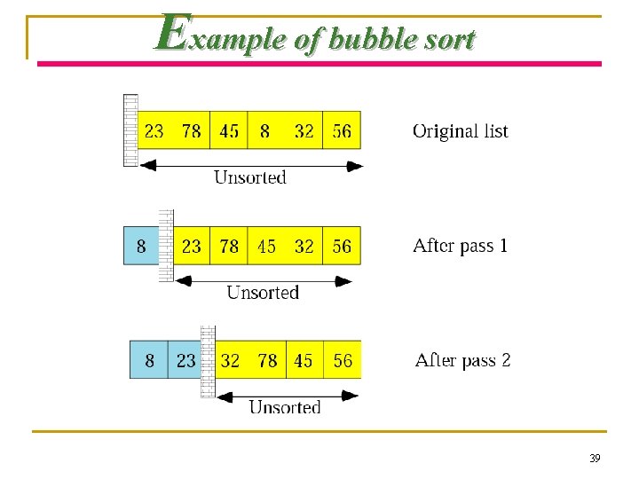 Example of bubble sort 39 