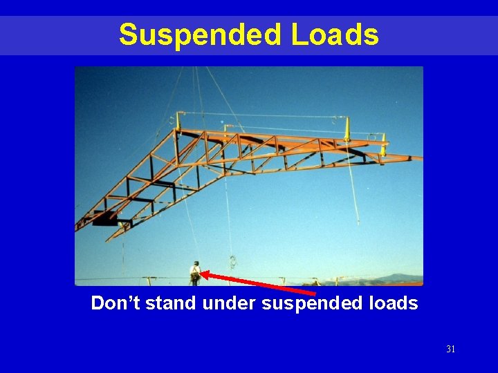 Suspended Loads Don’t stand under suspended loads 31 