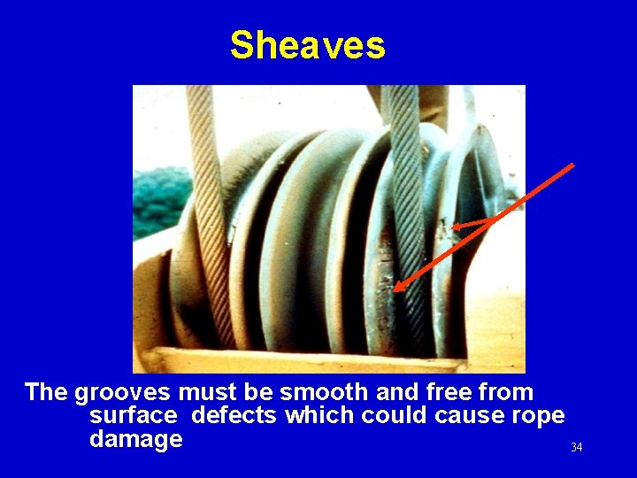 Sheaves The grooves must be smooth and free from surface defects which could cause