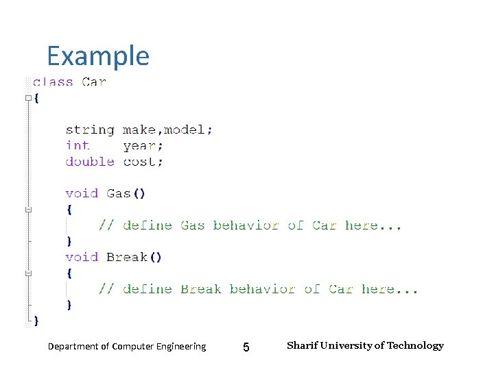 Input and Output – Lecture 4 Example Department of Computer Engineering 5 Sharif University