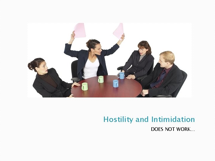 Hostility and Intimidation DOES NOT WORK… 