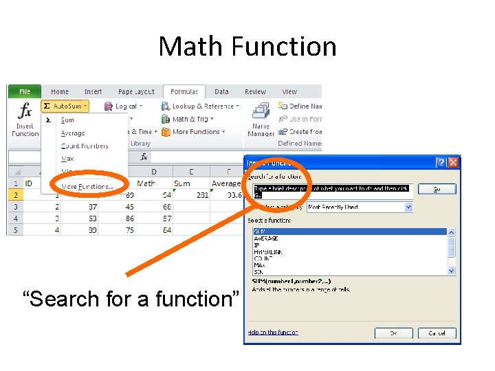 Math Function “Search for a function” Math Function “Search for a function”