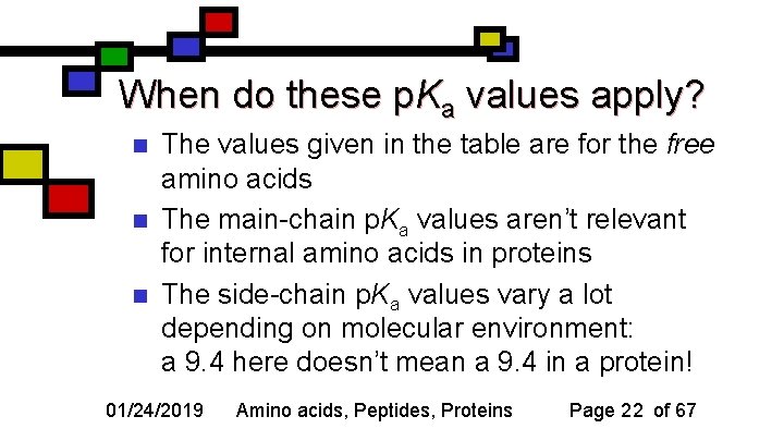 When do these p. Ka values apply? n n n The values given in