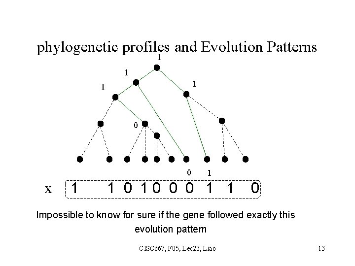 phylogenetic profiles and Evolution Patterns 1 1 0 0 x 1 1 1 0