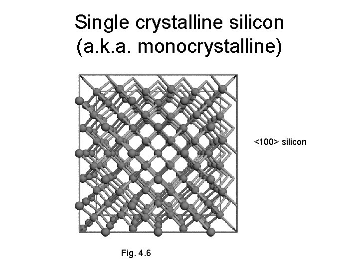 Single crystalline silicon (a. k. a. monocrystalline) <100> silicon Fig. 4. 6 