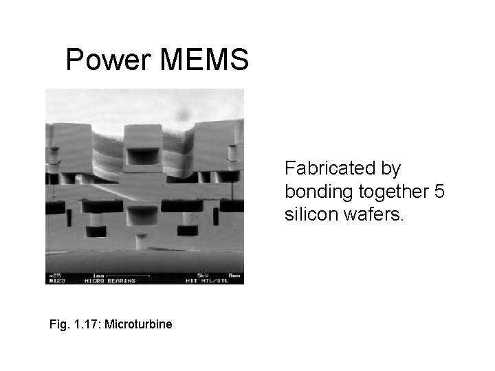 Power MEMS Fabricated by bonding together 5 silicon wafers. Fig. 1. 17: Microturbine 