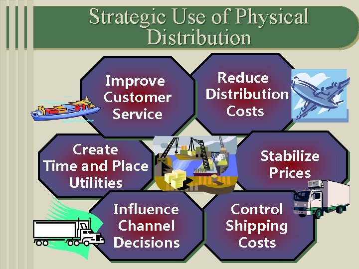 Strategic Use of Physical Distribution Improve Customer Service Create Time and Place Utilities Influence