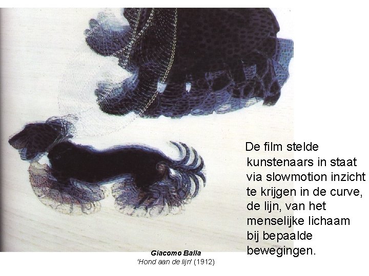 Giacomo Balla ‘Hond aan de lijn’ (1912) De film stelde kunstenaars in staat via