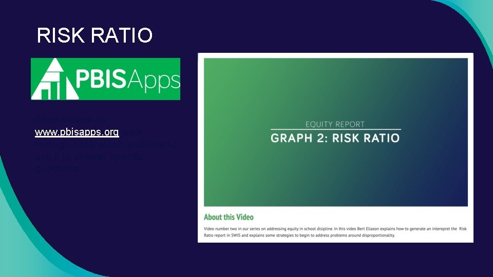 RISK RATIO Short videos on www. pbisapps. org walk through each graph and how