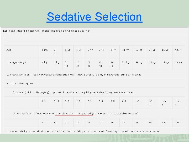 Sedative Selection 