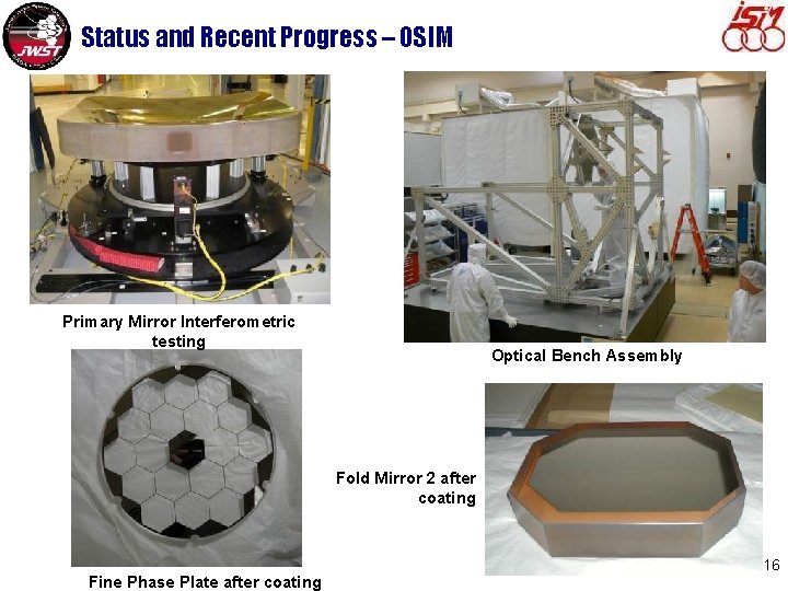 Status and Recent Progress – OSIM Primary Mirror Interferometric testing Optical Bench Assembly Fold