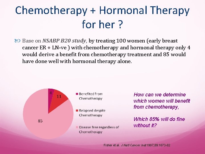 Chemotherapy + Hormonal Therapy for her ? Base on NSABP B 20 study, by