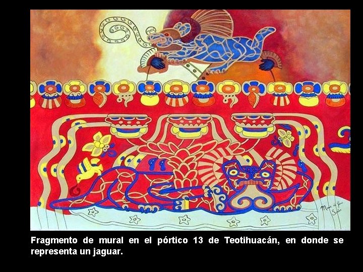 Fragmento de mural en el pórtico 13 de Teotihuacán, en donde se representa un