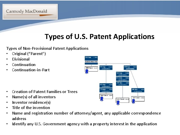 Portability Types of U. S. Patent Applications Types of Non-Provisional Patent Applications • Original