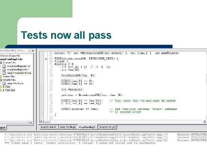 Tests now all pass 12 of 30 Array handling -- part 1 -- M.