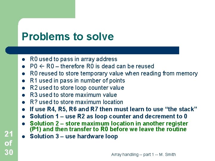 Problems to solve l l l l l 21 of 30 l R 0
