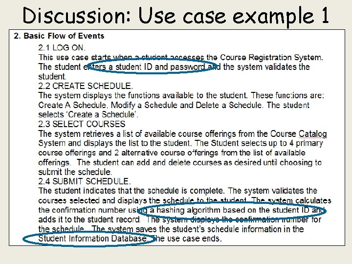 Discussion: Use case example 1 