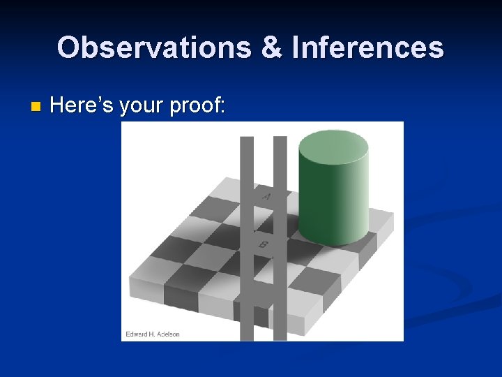 Observations & Inferences n Here’s your proof: Observations & Inferences n Here’s your proof: