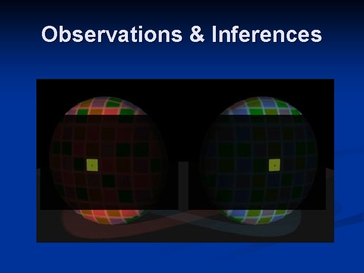 Observations & Inferences Observations & Inferences