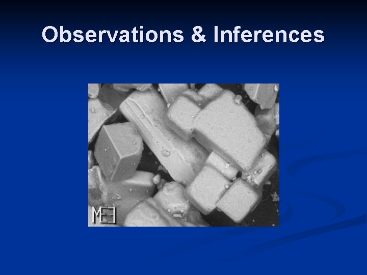 Observations & Inferences Observations & Inferences