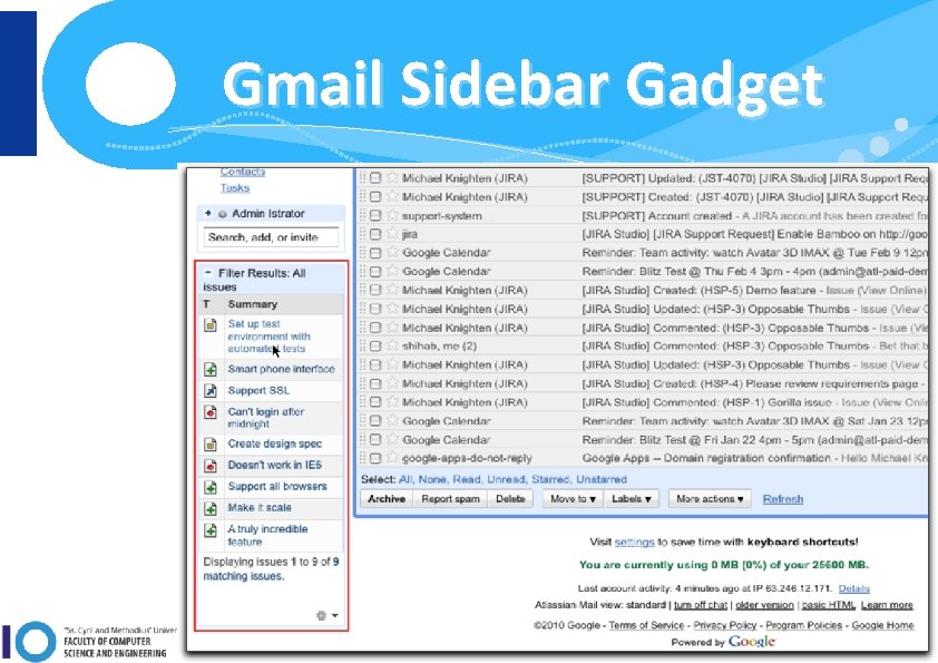 Gmail Sidebar Gadget www. finki. ukim. mk www. facebook. com/FINKI. ukim. mk www. twitter.