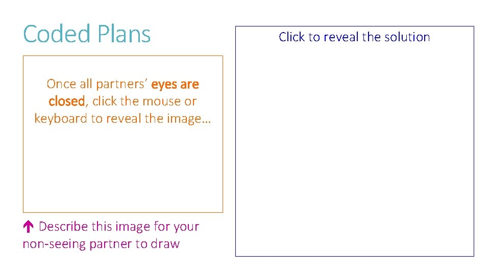 Coded Plans Clickplan to reveal solution A coded of thethe same image Once all