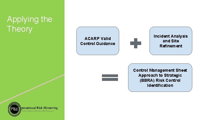 Applying the Theory ACARP Valid Control Guidance Incident Analysis and Site Refinement Control Management