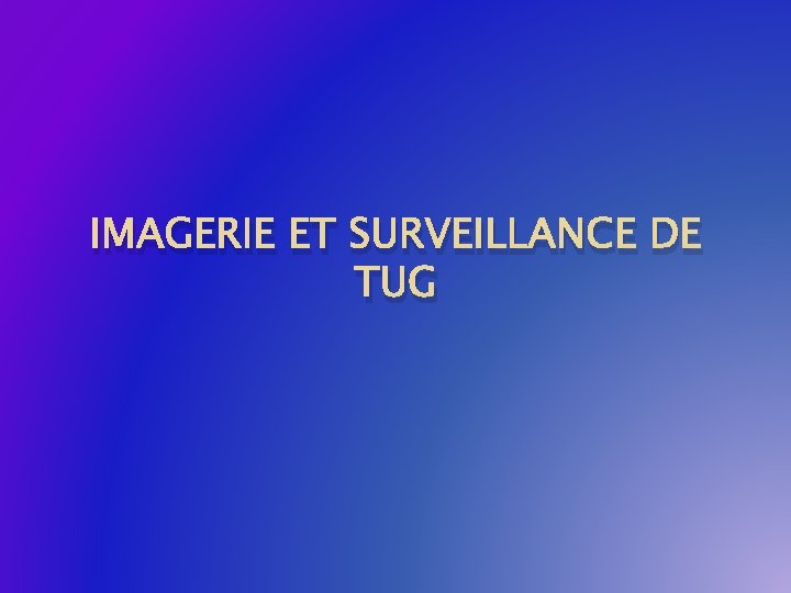 IMAGERIE ET SURVEILLANCE DE TUG 