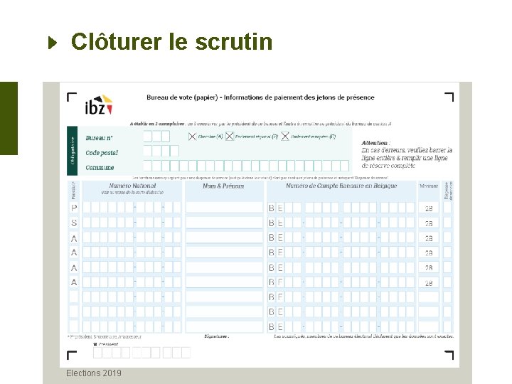 Clôturer le scrutin Elections 2019 