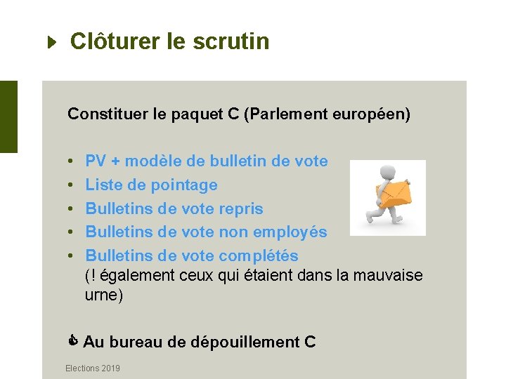 Clôturer le scrutin Constituer le paquet C (Parlement européen) • • • PV +