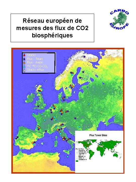 Réseau européen de mesures des flux de CO 2 biosphériques Stocks Flux - Tours