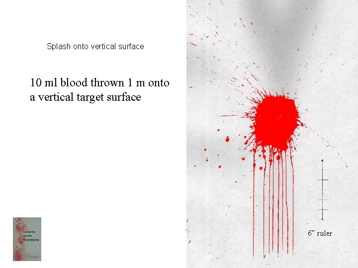 Splash onto vertical surface 10 ml blood thrown 1 m onto a vertical target
