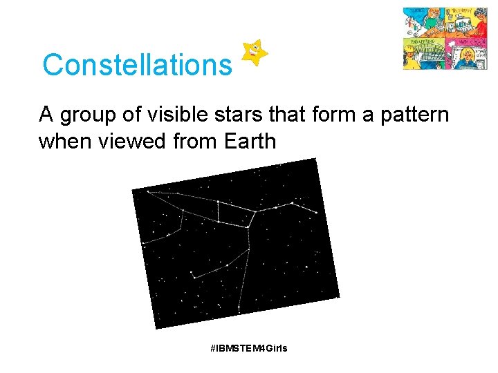 Constellations A group of visible stars that form a pattern when viewed from Earth