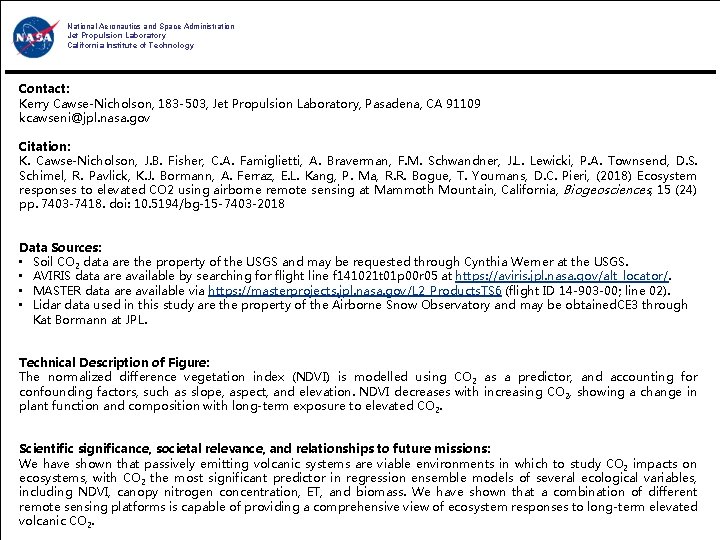 National Aeronautics and Space Administration Jet Propulsion Laboratory California Institute of Technology Contact: Kerry